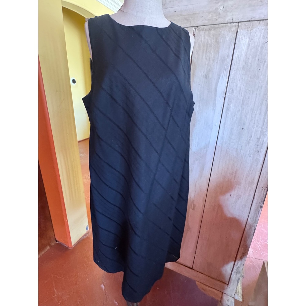 Venezia Womens Black Linen Cotton Blend Sleeveless Shift Dress Size 18 NWT